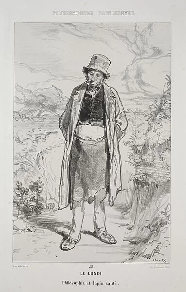 Le Lundi Paul Gavarni French 1804-1866 Lithograph