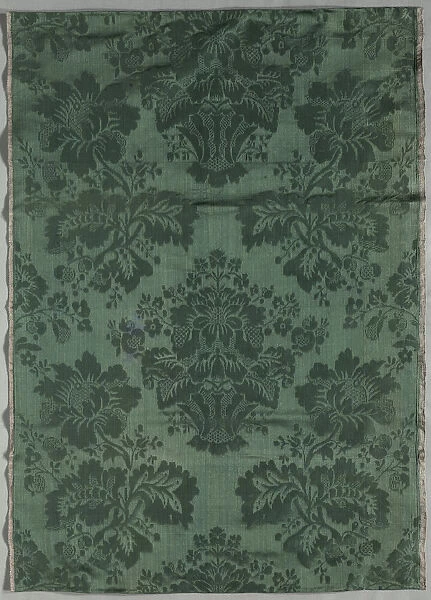 Length Silk Damask Textile 1700s Italy 18th century