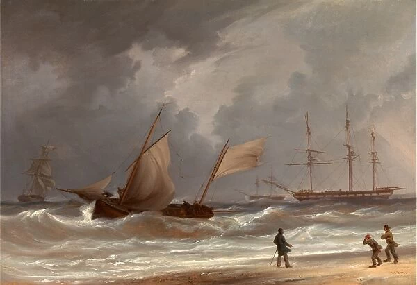 A Lugger Driving Ashore in a Gale Signed, lower right: W. Joy, William Joy