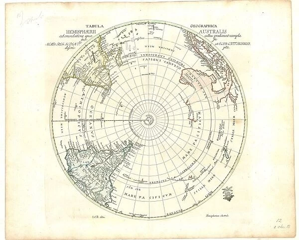 Map Tabula geographica hemisphaerii australis ad emendatiora quae ad
