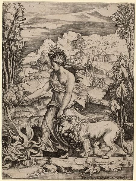 Marco Dente (Italian, c. 1493 - 1527), Fortitude, engraving