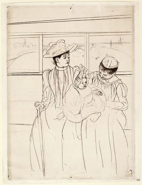 Mary Cassatt, In the Omnibus, American, 1844 - 1926, c. 1891, soft-ground etching