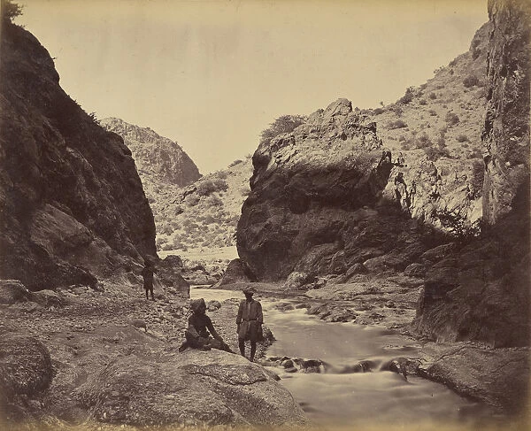 Three men beside river John Burke British active 1860s