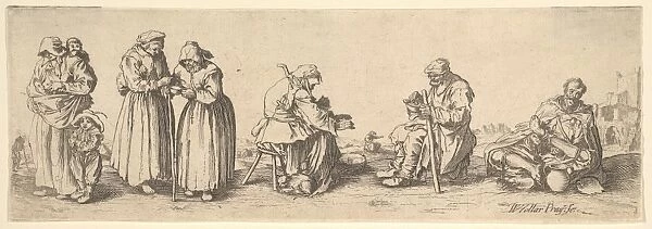 Six Men Women Beggars 1630 Etching state 3 3  /  8 x 9 7  /  8