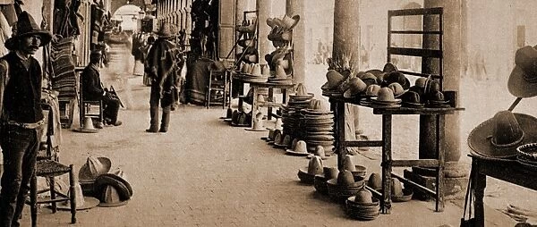 Mexico, portales of market, Aguas Calientes, Jackson, William Henry, 1843-1942, Markets