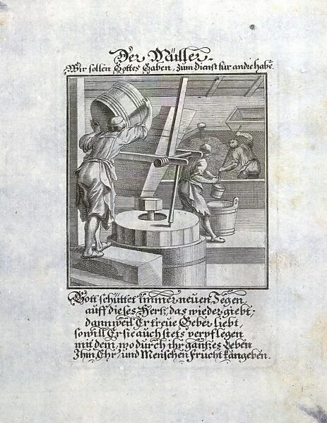 Miller, a person who operates a mill, old master print, 17th century, 1600s, 1700s