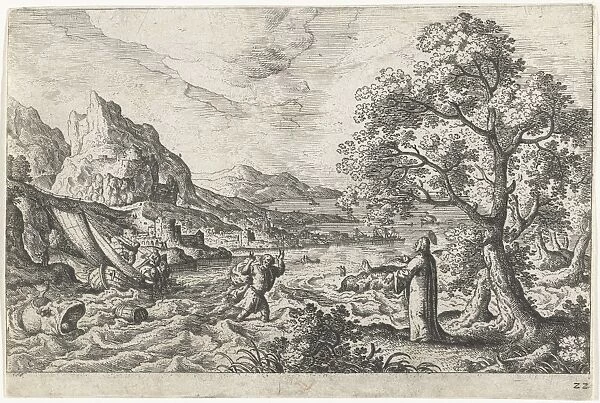 Miraculous fishing, Hans Bol, Anonymous, c. 1550 - c. 1650