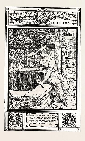 Mother Hulda. From Grimms Household Stories, ENGRAVING 1882