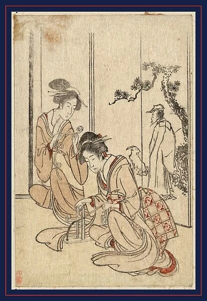 Motoyui o tsukuru musume, , artist, 1799. 1 print : woodcut, color; 12. 9 x 8. 4 cm
