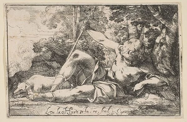 Narcissus 17th century Etching sheet 2 15  /  16 x 4 1  /  2