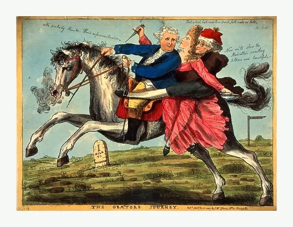 The orators journey, engraving 1785, Charles James Fox, Mrs