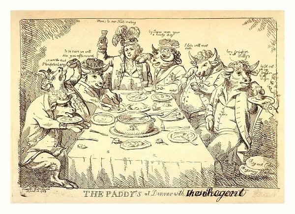 The paddys at dinner with Puddinghead, the Regent, London, 1789, George, Prince