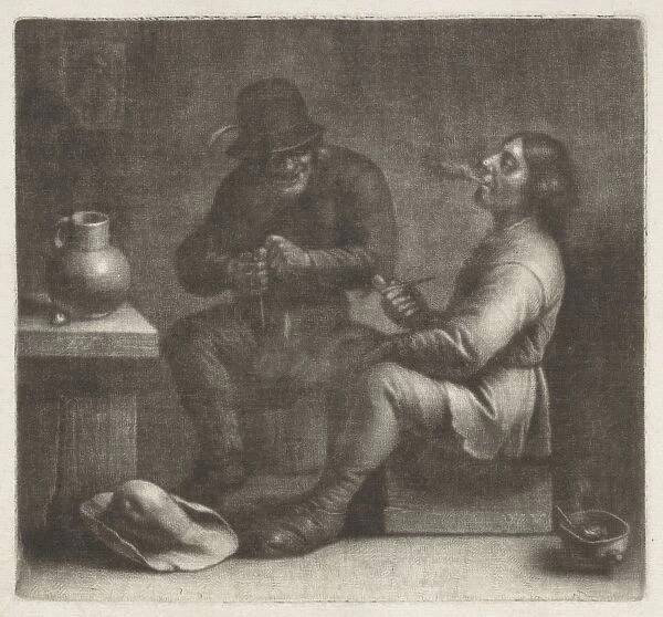 Two pipe-smoking men, Wallerant Vaillant, David Teniers (II), 1658 - 1677