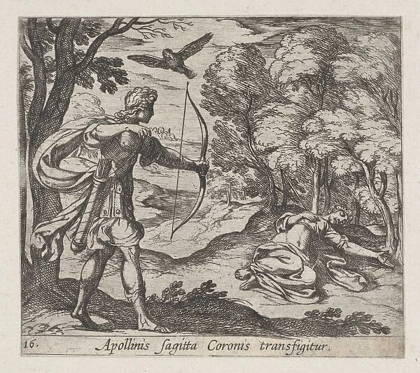 Plate 16 Apollo Killing Coronis Appolinis sagitta Coronis transfigitur