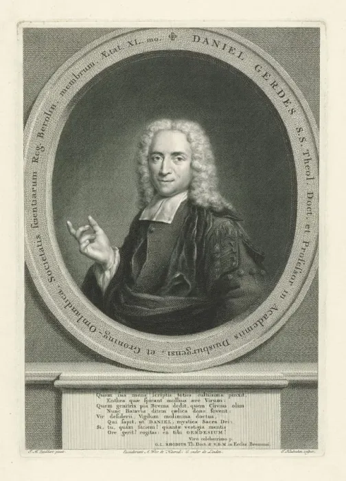 Framed Print : Portrait of Daniel Gerdes, an etched print on paper Framed Print : Portrait of Daniel Gerdes, an etched print on paper