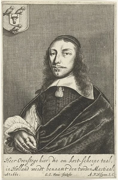 Portrait Dortse poet Cornelis van Overstege, Dordrecht, The Netherlands, he is depicted