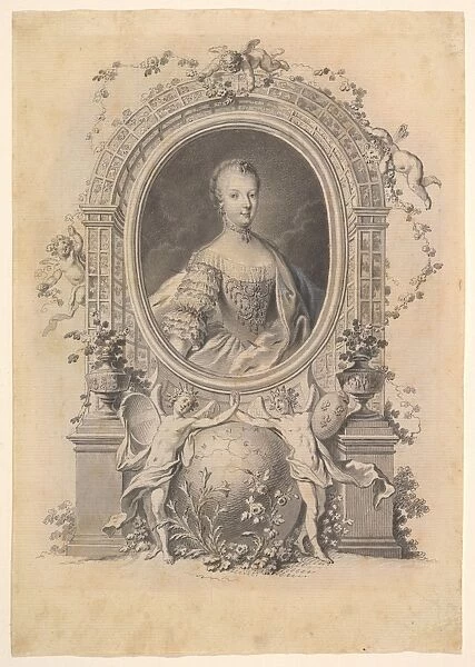 Portrait Queen Marie-Antoinette ornamental frame