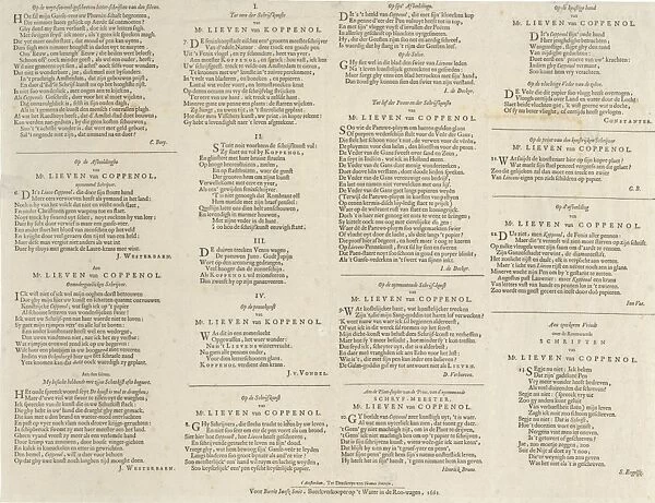 Praise poems of various writers Lieven Willemsz or Coppenol, Cornelis Boey, Jacob
