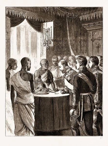 The Prince of Wales in Ceylon, Sri Lanka, 1876, Kandy: the Buddhist Priests Exhibiting