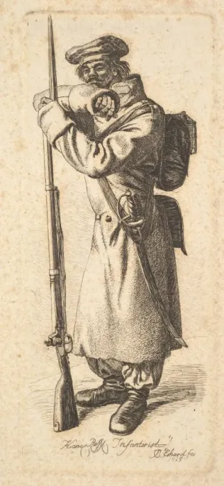 Framed Print : Russian Infantryman 1815 Etching Print