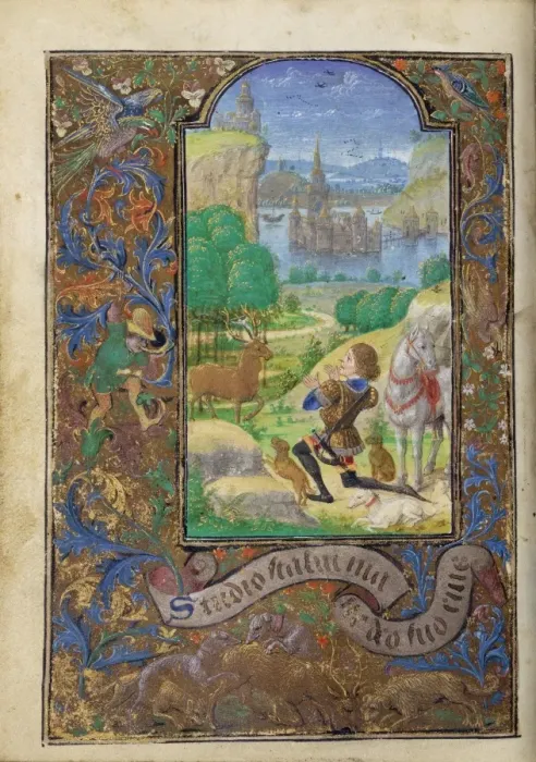 Framed Print : Saint Hubert Print, Tempera on Parchment Leaf Framed Print : Saint Hubert Print, Tempera on Parchment Leaf