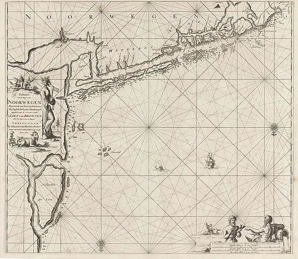 Sea chart of the coast of Norway near Trondheim, Jan Luyken, Johannes van Keulen (I)