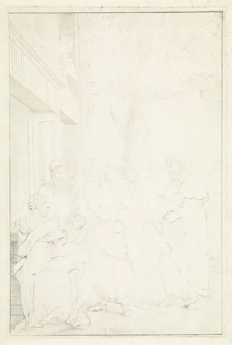 Framed Print : Engraved Print of Socrates and Xanthippe, 1765 Framed Print : Engraved Print of Socrates and Xanthippe, 1765