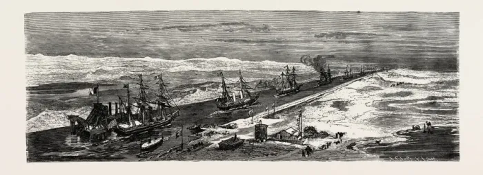 Framed Print : Suez Canal Print, 1879 Engraving Framed Print : Suez Canal Print, 1879 Engraving