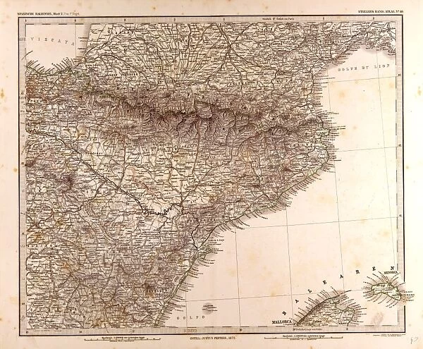 Spain France Pyrenees Map 1872 Gotha, Justus Perthes, 1872, Atlas