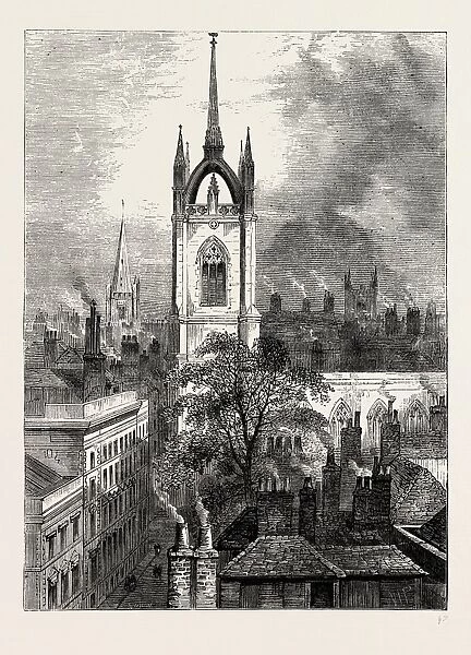 ST. DUNSTAN S-IN-THE-EAST. London, UK, 19th century engraving