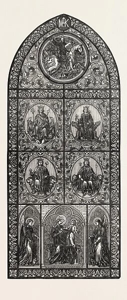 STAINED GLASS, BY M. MARTIN DE TROYES, 1851 engraving