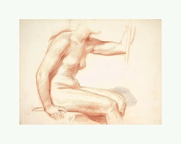 Study Female Nude Seated 1870-79 Red black chalk