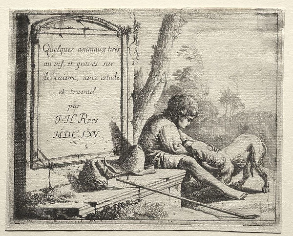 Title Page Shepherd Petting Dog 1665 Johann Heinrich Roos
