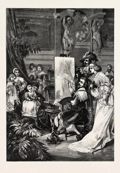 Van Dyck Painting of the Children of Charles I, Engraving 1882
