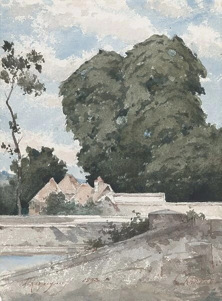 View Ramparts Chartres 1893 Watercolor 12 x 8 7  /  8