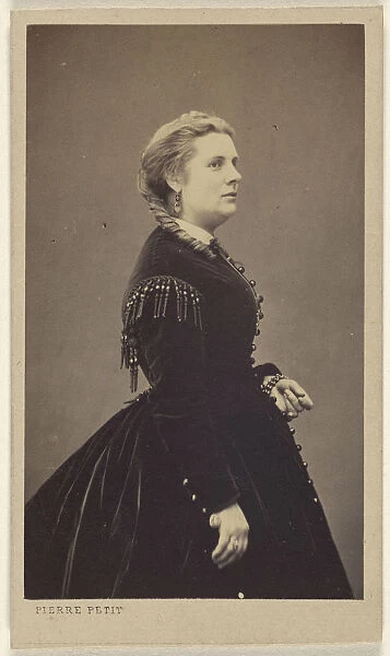 woman wearing dark dress standing profile Pierre Petit