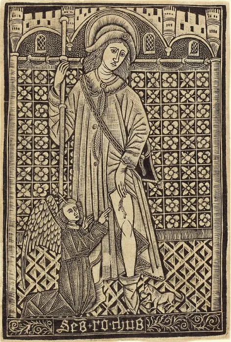 Framed Print : Metalcut Print of Saint Roche, circa 1480 Framed Print : Metalcut Print of Saint Roche, circa 1480
