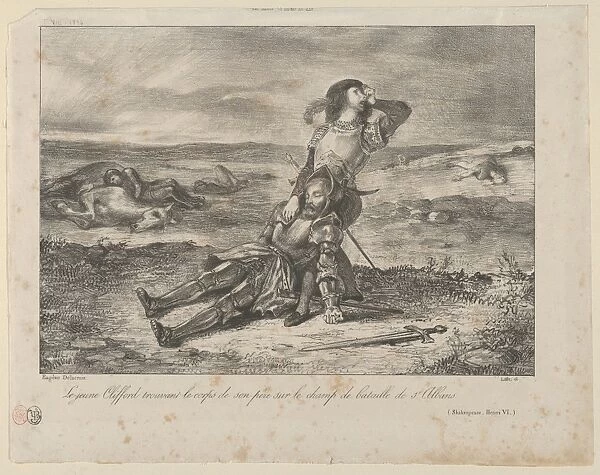 Young Clifford Finding Body Father 1834 Lithograph