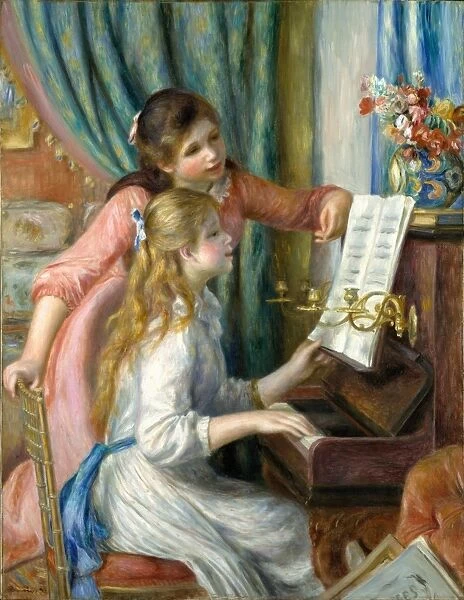 Two Young Girls Piano 1892 Oil canvas 44 x 34