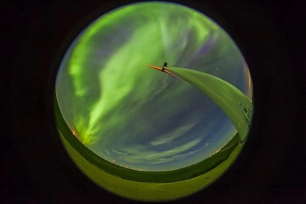 An aurora display taken from Wintering Hills Wind Farm, Alberta, Canada