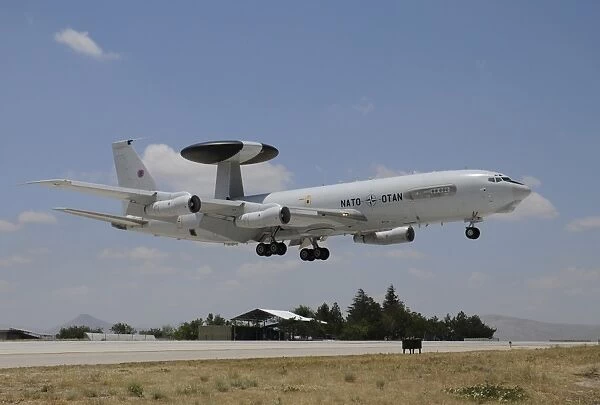 A Boeing E-3A AWACS of NATO landing at Konya Air Base, Turkey