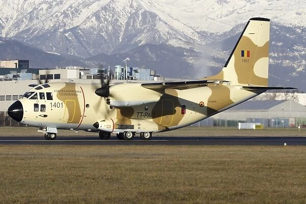 A Chadian Air Force C-27J Spartan taxiing at Turin Airport, Italy