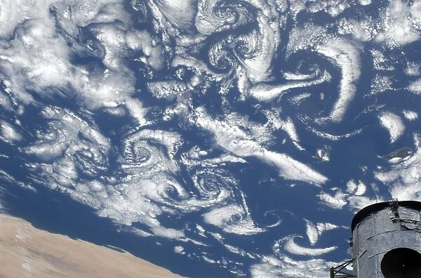 Cloud vortex streets off the coast of northwestern Africa