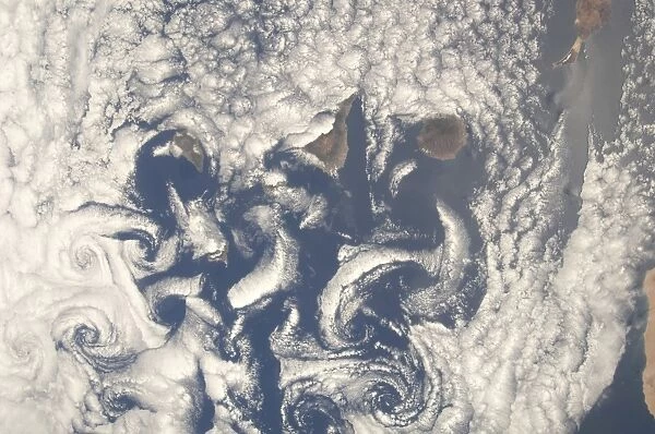 Cloud vortices in the area of the Canary Islands in the North Atlantic Ocean