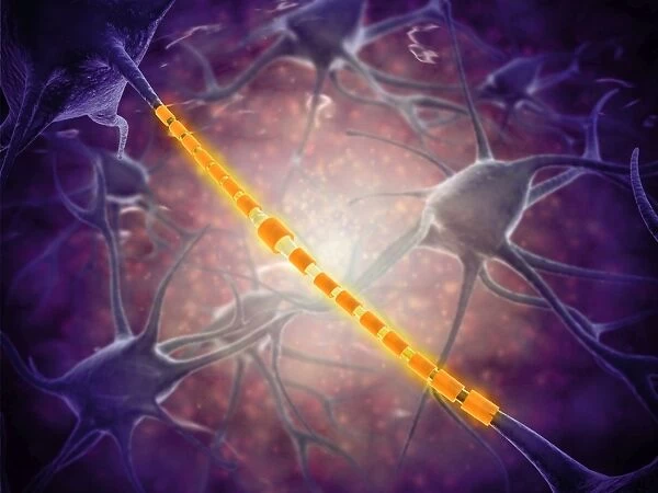 Conceptual image of a neuron ligntning signal passing