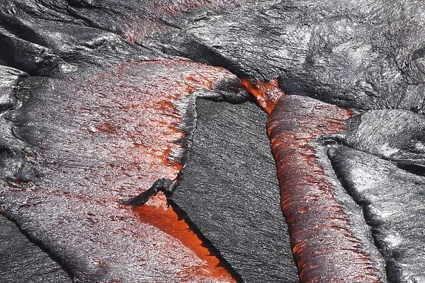 Crust sinking into active lava lake, Erta Ale volcano, Danakil Depression, Ethiopia