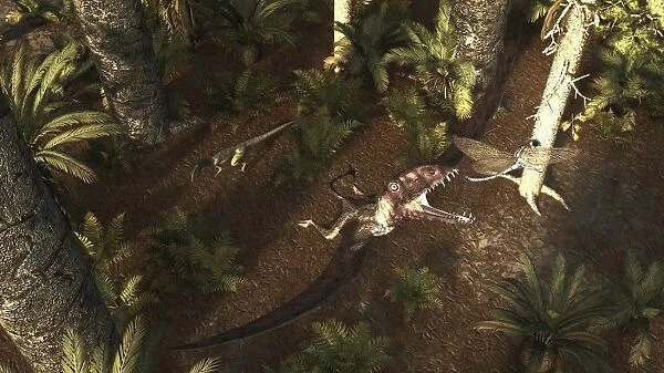 A Dimorphodon pterosaur chasing an insect
