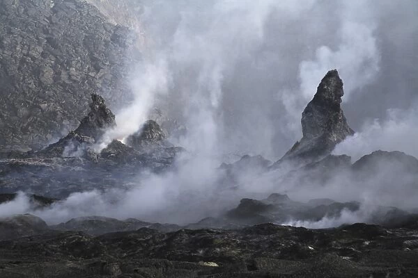 Erta Ale steaming Hornitos, Danakil Depression, Ethiopia