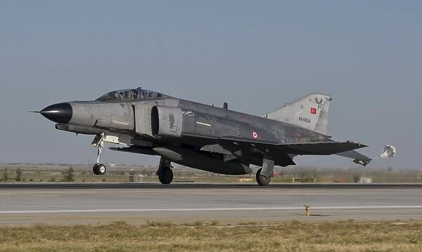 An F-4 Phantom of the Turkish Air Force lands at Konya Air Base, Turkey