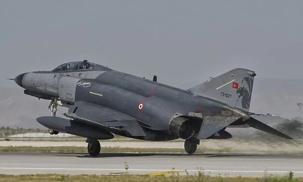 An F-4 Phantom of the Turkish Air Force takes off from Konya Air Base